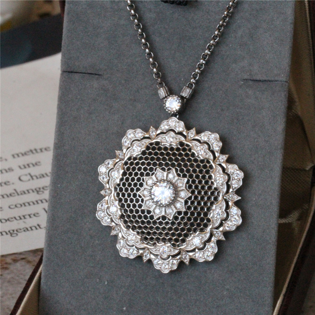 Sterling Silver Gold Plated Vintage Flower Necklace Dress