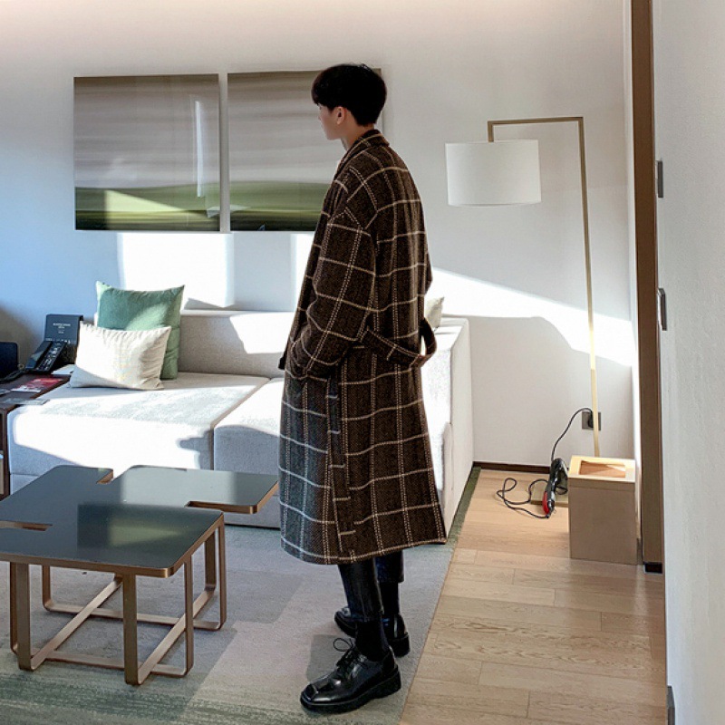 Men's Autumn And Winter Plaid Coat Korean Version