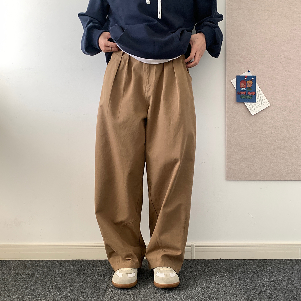 Pure Color Trendy Men's And Women's Korean-style Casual Pants Wide Leg