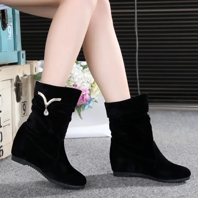 Women's Nubuck Wedge Long Suede Inner Booster Flat Tall Boots Style883 36 - Shop at LoveMi