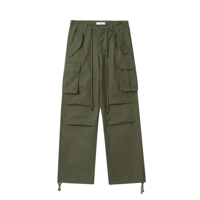 Street Drawstring Work Casual Pants With Loose Pockets Army Green - Shop at LoveMi