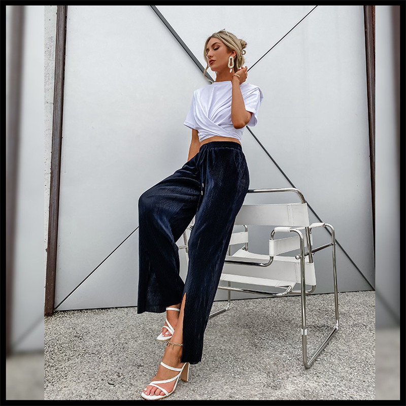 Title 5, Slit Street Breathable Wide-leg Pants Trend