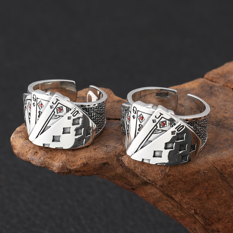 Playing Card Ring Straight Flush Couple Ring