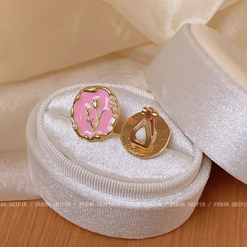 Women Blue Heart Shape Clip Earrings Non Piercing Dainty Minimalist Jewelry Gift