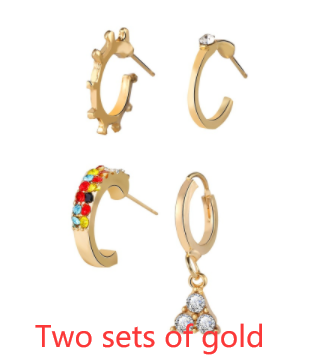 Zircon Triangle Stud Earring Set 4 Piece Set