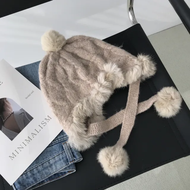 Gentle All match Fleece Rabbit Fur Lei Feng Hat Mocha M - Shop at LoveMi
