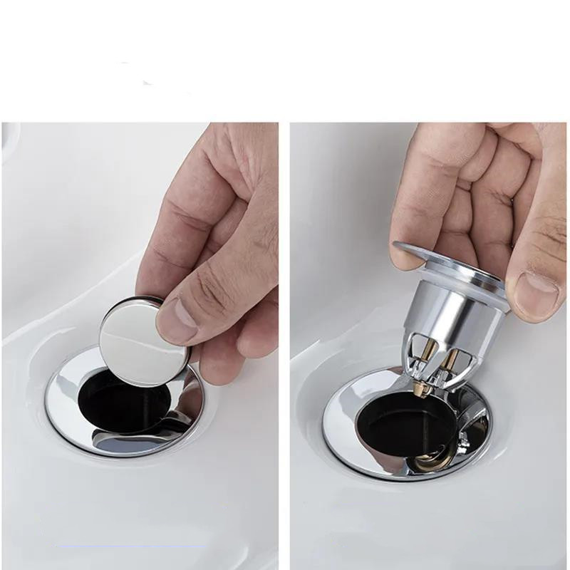 Plug Washbasin Drain Tube Bounce Core Stainless Steel Flip Cover