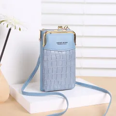 New Women's Embossed Pattern Large Capacity Diagonal Bag - Blue - View 1