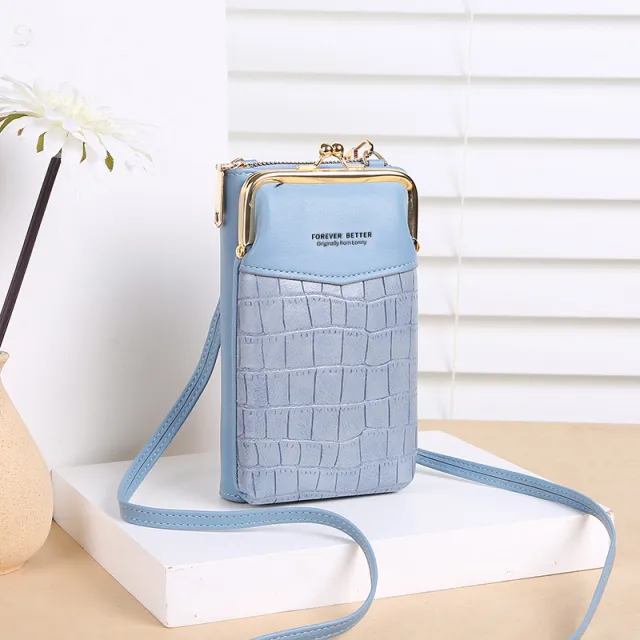 New Women's Embossed Pattern Large Capacity Diagonal Bag Blue - Shop at LoveMi