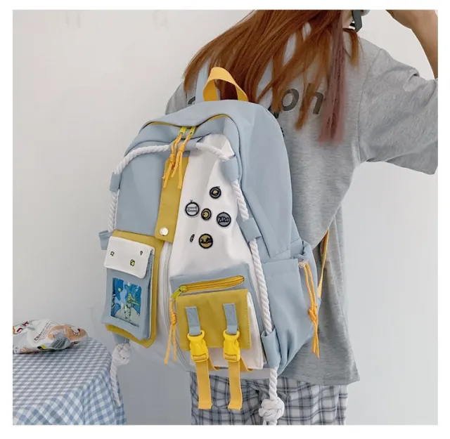 Tooling Backpack Japanese All match Student Schoolbag Female Blue - Shop at LoveMi