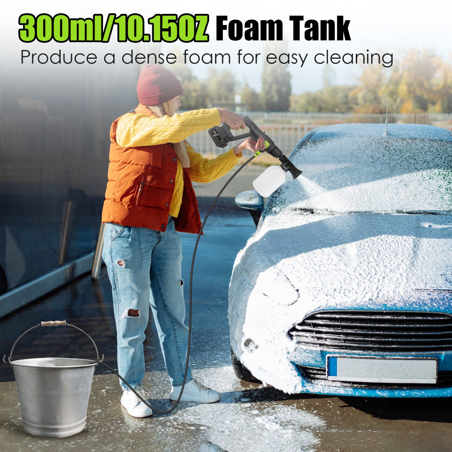 1Set Cordless Pressure Washer For Garden Portable Electric Power Washer High Pressure Water Sprayer 435PSI Car Washer Cleaner With 6 In 1 Nozzle Foam Bottle Filter 15000mAh 21V Battery And Charger — foto 8