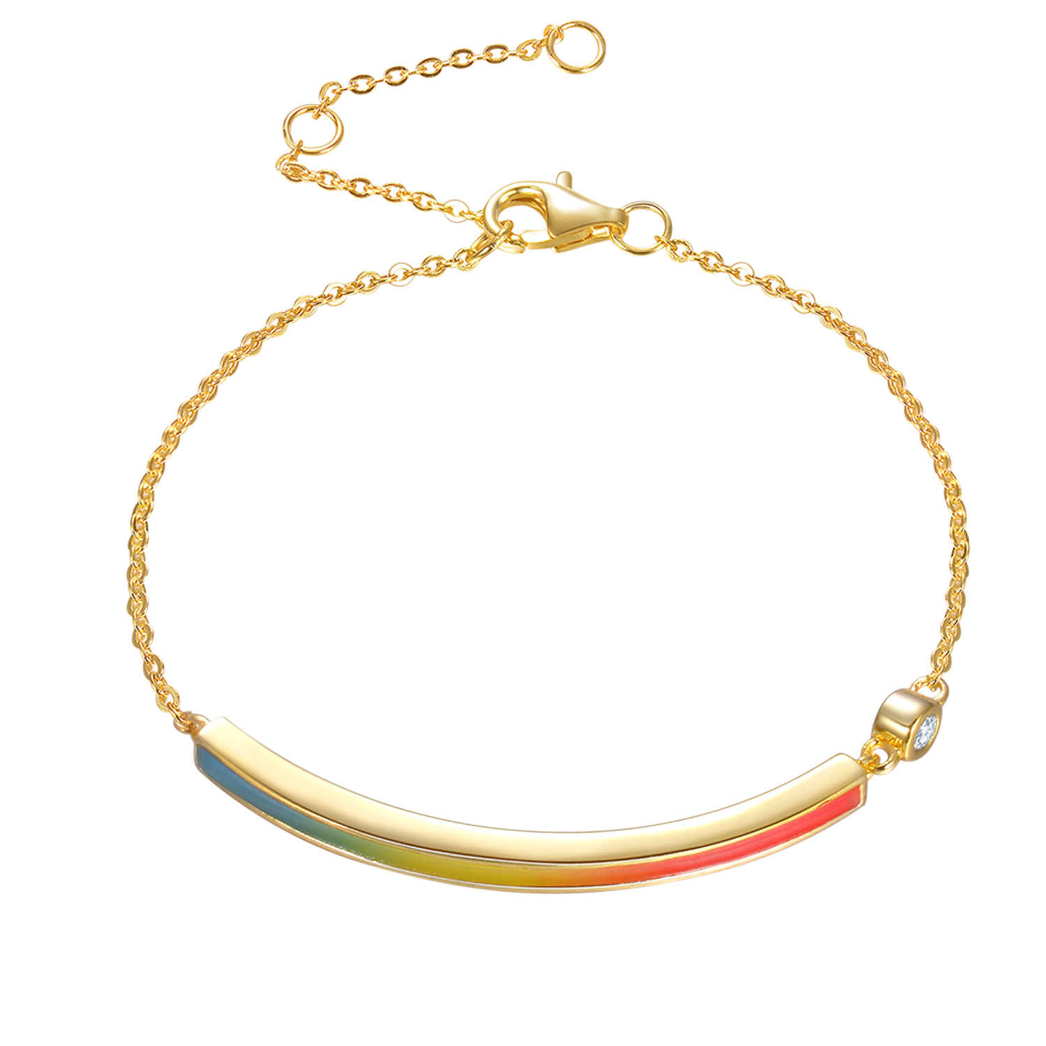 New S925 Silver Bracelet Female Niche Design Sense Rainbow Enamel Bracelet