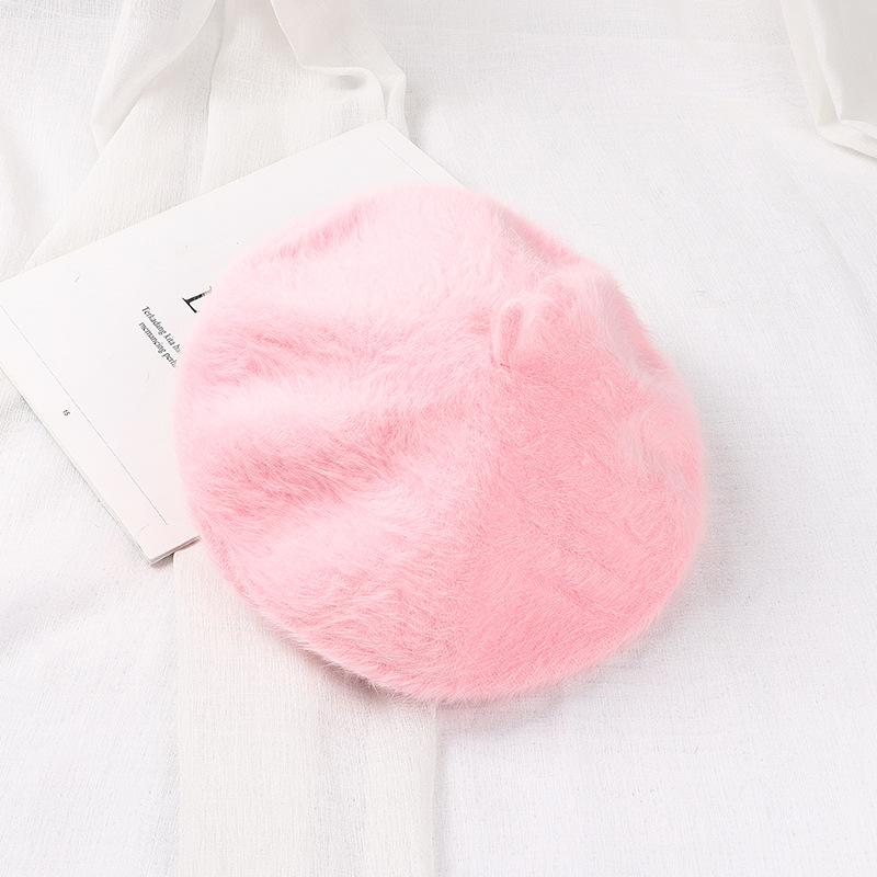 Title 3, Solid Soft Girl Plush Knitted Artist Hat