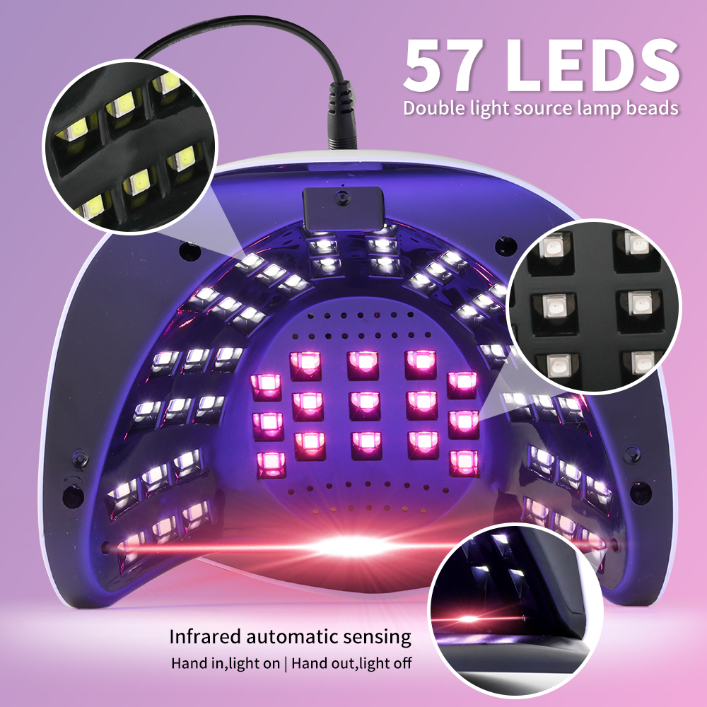 UV LED Nail Lamp, Professional UV Nail Dryer Light For Gel Nails With 57 Beads, Fast Curing Gel Polish Lamp Auto Sensor 4 Timer Setting, Nail Art Drying Tools For Fingernail And Toenail 3