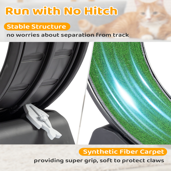 Black Plastic PP Splicing Type With Green Carpet 10kg Cat Treadmill