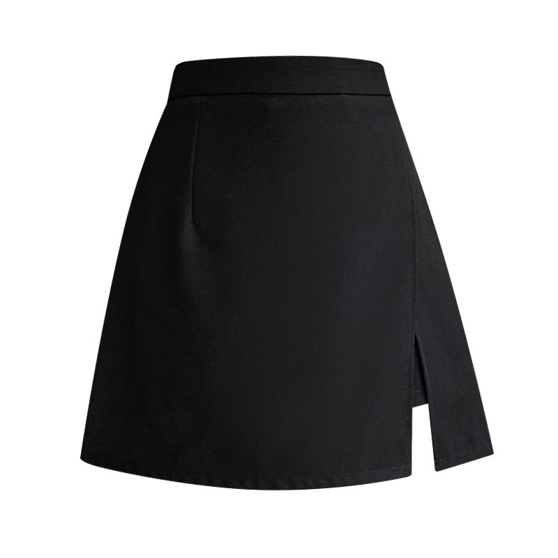 Black Slit Suit Short Skirt Women's High Waist Slim