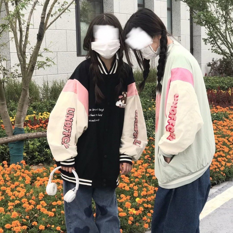 Women's New American Retro Ins Loose Baseball Jacket