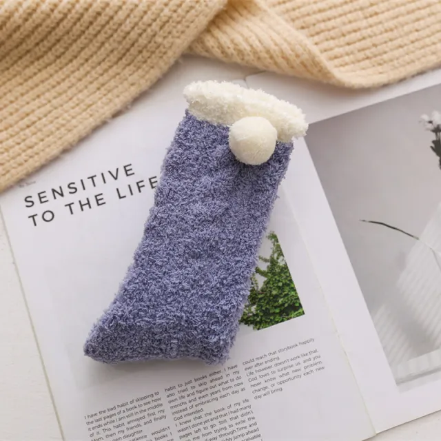 Autumn And Winter Coral Velvet Floor Socks Blue - Shop at LoveMi