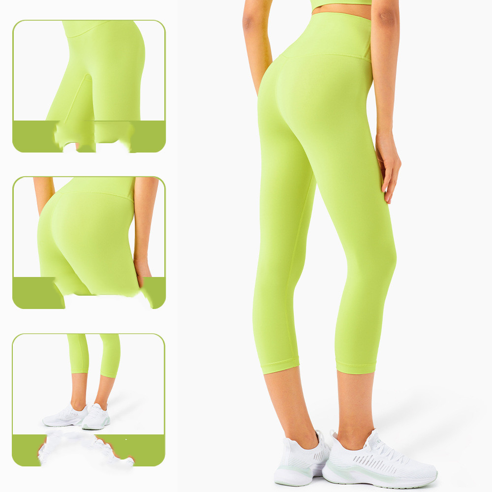 Title 4, High-waisted tight yoga pants with a peach butt...