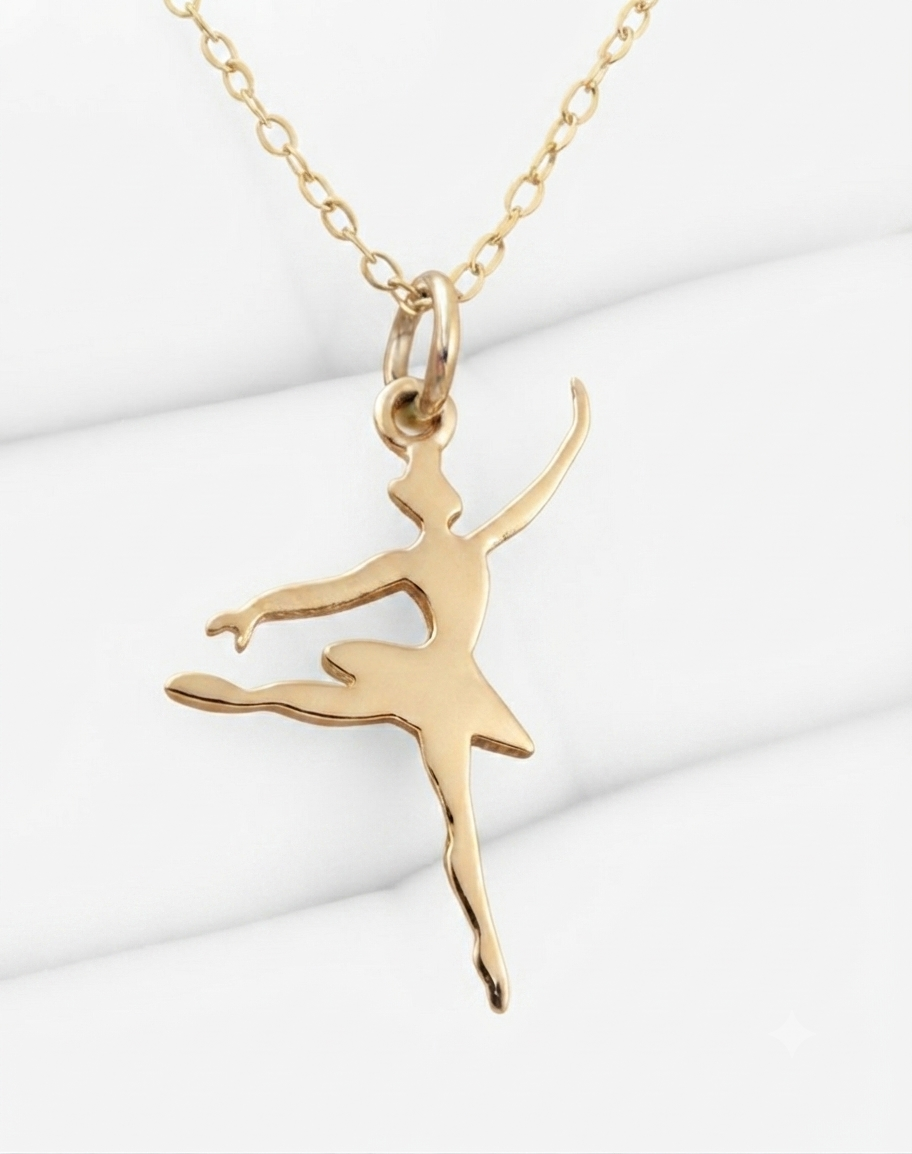 Custom Ballet Dancer Necklace 24K Gold Plated Silver Name Pendant