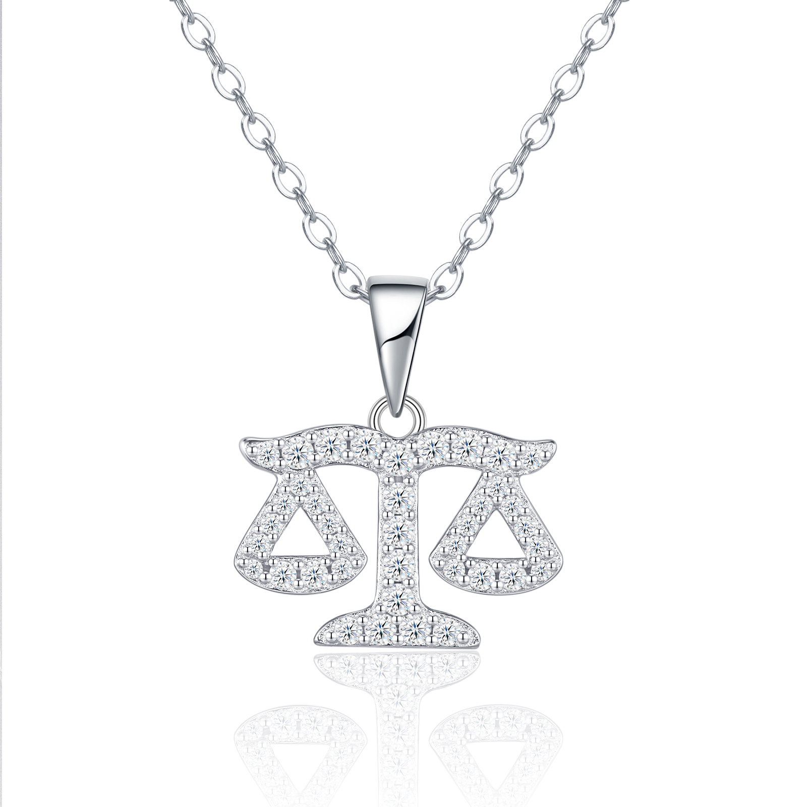 S925 Sterling Silver Zodiac Necklace For Women D Color VVS1 Moissanite Libra Pendant, 3.8g Platinum Plated Astrology Jewelry With GRA Certificate, Perfect Birthday & Anniversary Gift Box Set For Her