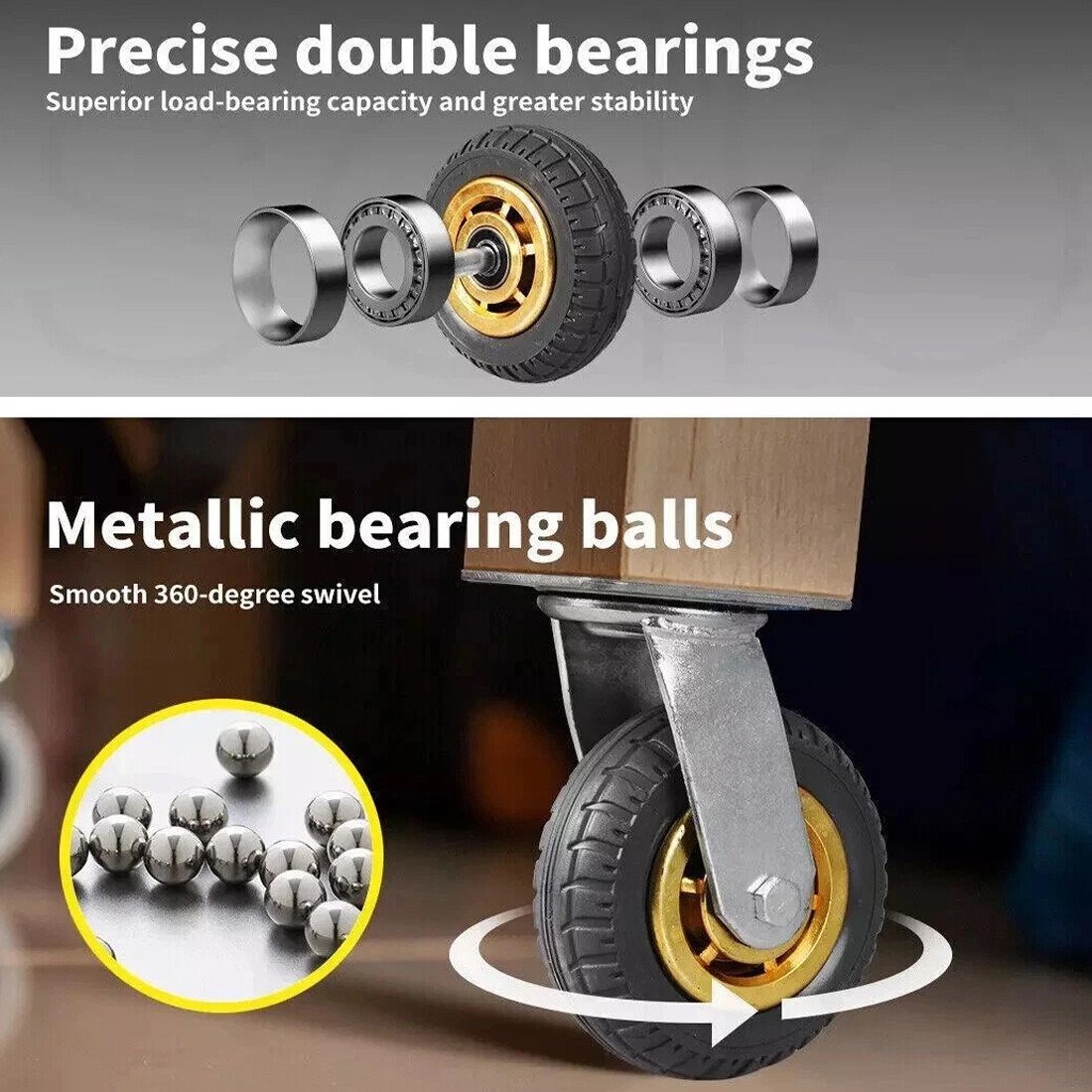 4X 150mm Heavy Duty Swivel Caster Wheels Castor Up To 300kg Load With 2 Brake UK — image 8