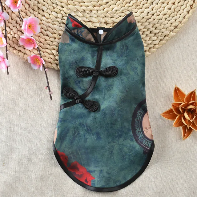 Pet Clothes New Summer Cheongsam Skirt Retro Peony - Shop at LoveMi