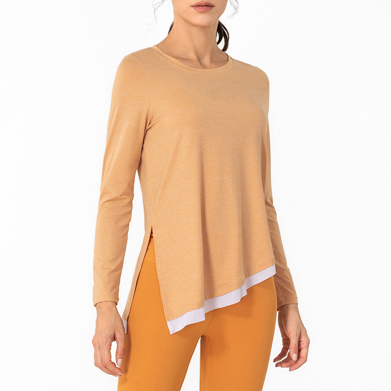 Satin Dyed Nude Yoga Wear Long Sleeve Top