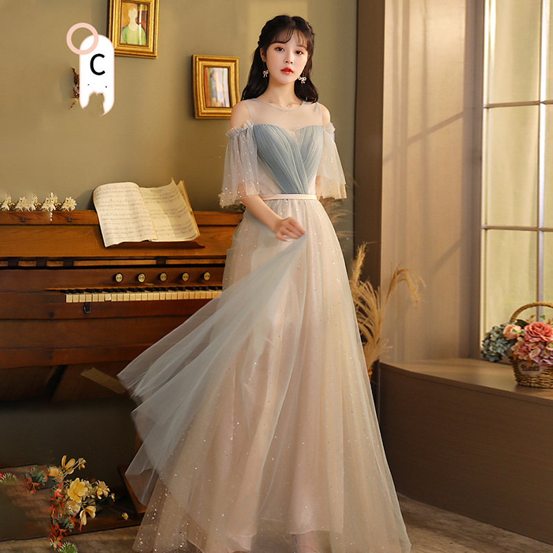 Women's Elegant Sister Group Girlfriends Long Bridesmaid Dress