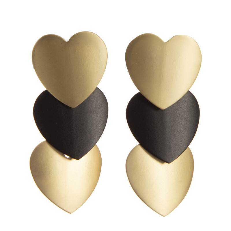 أقراط هندسية طويلة على شكل قلب نسائية - تصميم فروستي