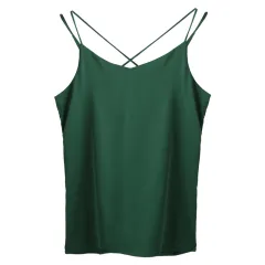 Silk Satin Camisole Women's Suit Inner Bottoming Shirt Beautiful Back Sleeveless Back Slit - Green - View 1