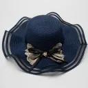 D109 Navy Blue Lace Bow