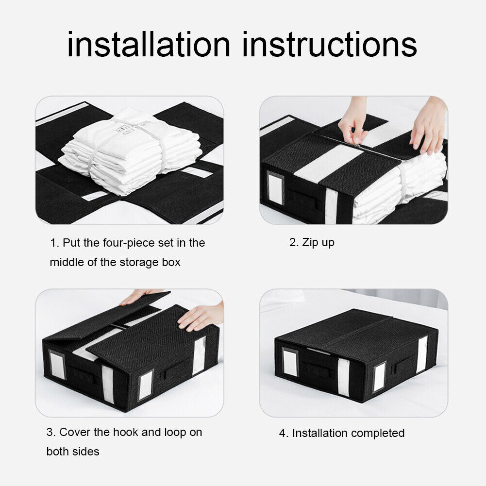 2 Foldable Bed Sheet Set Organizer Fabric Storage Bin Blanket Bedding Container