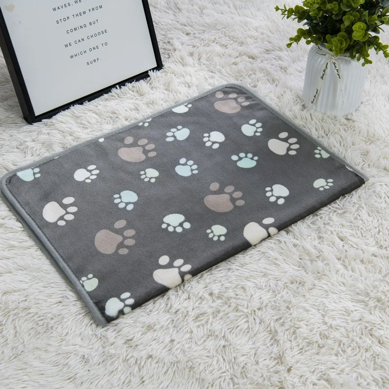 Soft Paw Print Cat Dog Fleece Blankets - Grey