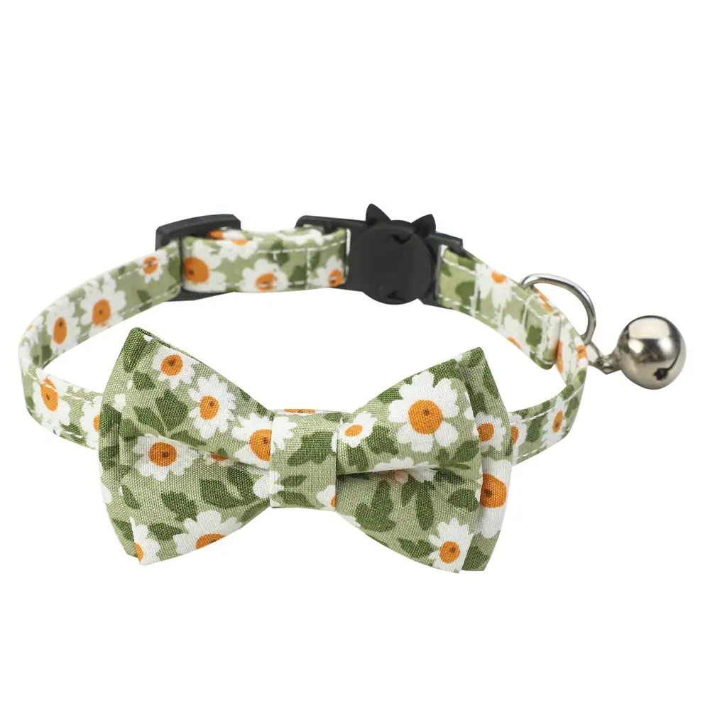 Cotton Small Floral Cat Collar Pet Bow