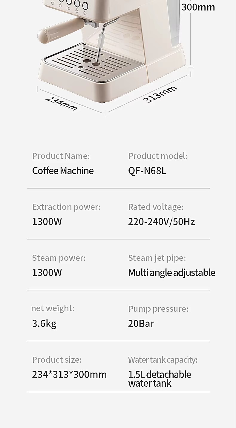 20bar Coffee Machine Electrical Maker Espresso Cappuccino Milk Frother — image 11