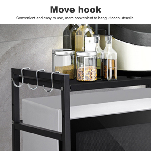 2 Tier Iron Microwave Oven Rack Stand Storage Holder Kitchen Corner Shelf Black — image 12