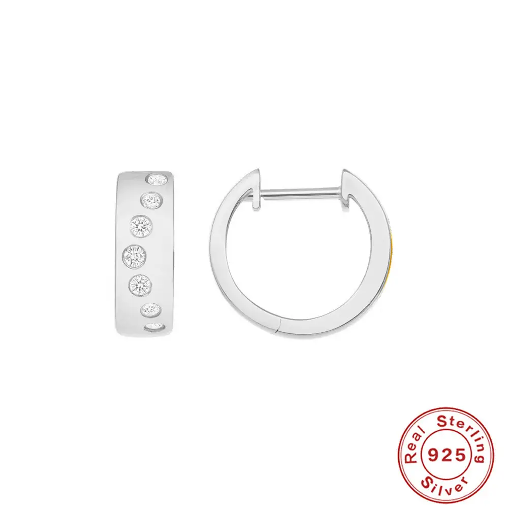 S925 Sterling Silver Wide Surface Diamond INS Style All-match Earrings