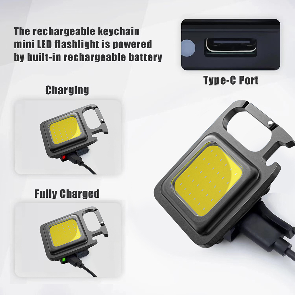 Mini Portable Flashlight Rechargeable Glare COB Keychain Light LED Work Light USB Charge Emergency Lamps Outdoor Camping Light — foto 8