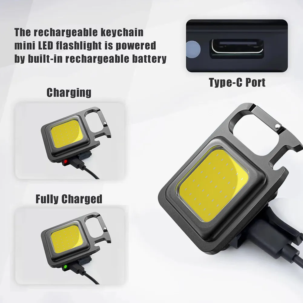 Mini Portable Flashlight Rechargeable Glare COB Keychain Light LED Work Light USB Charge Emergency Lamps Outdoor Camping Light – image 3