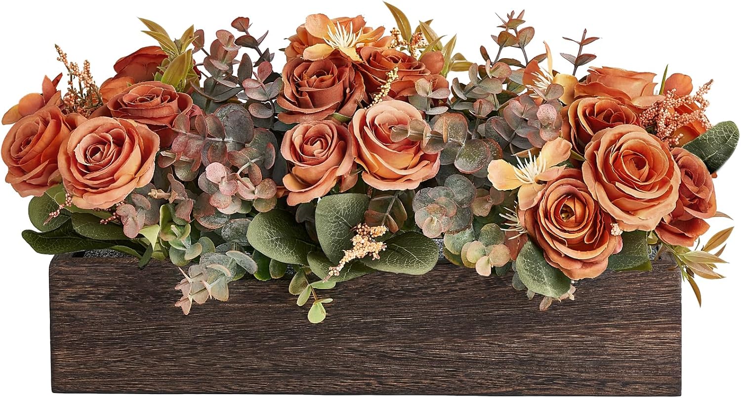 Artificial Flowers Farmhouse Centerpiece, Faux Floral Arrangement For Coffee Table, Dining Table, Shelf And Home Decor