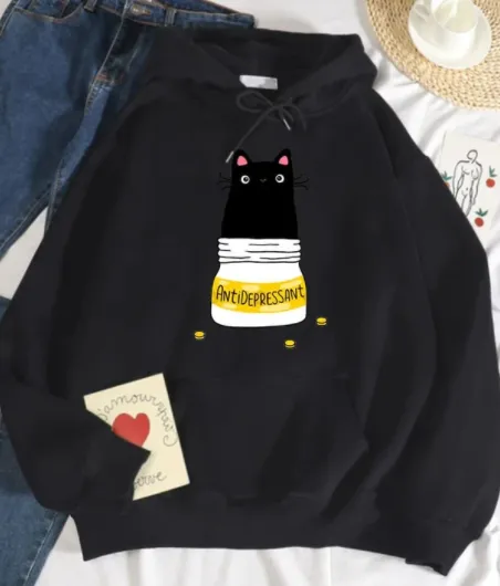 Autumn And Winter Couple Top And Hooded Sweater Black - Shop at LoveMi