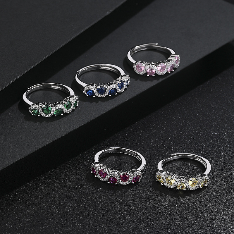 Hot Selling New Colored Gem Wave Ring, Premium Quality European Minimalist Twisted Band, Trendy Women Finger Ring