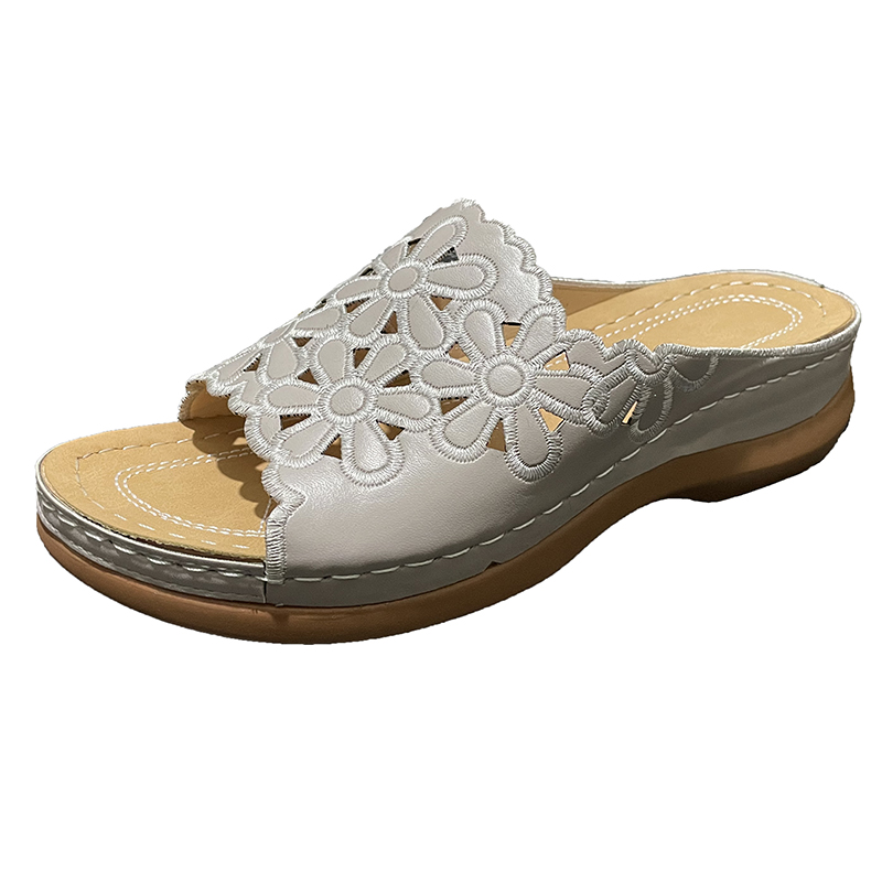 Wide Bottom Breathable Carved Fish Mouth Shoes White - Shop at LoveMi