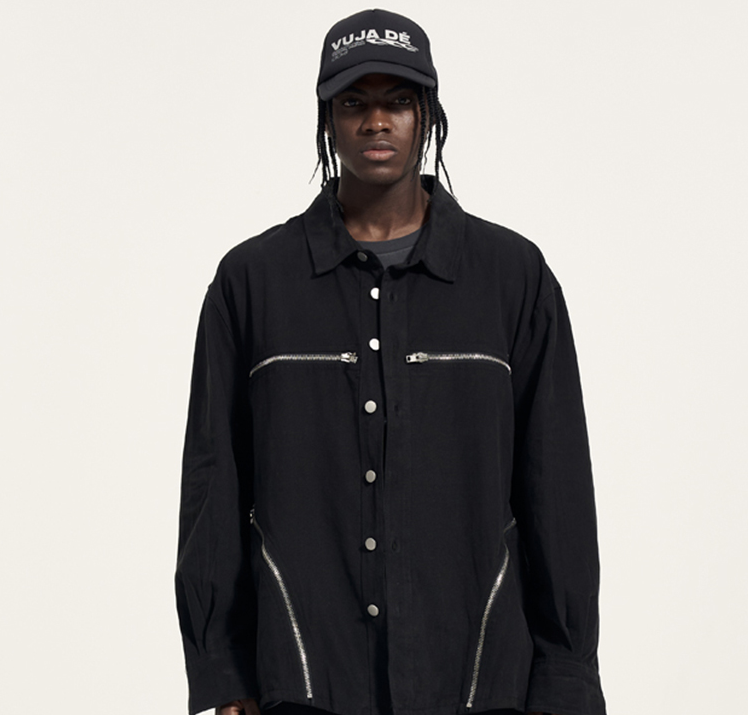 Loose Profile Big Zipper Trendy Brand Long Sleeved Shirt