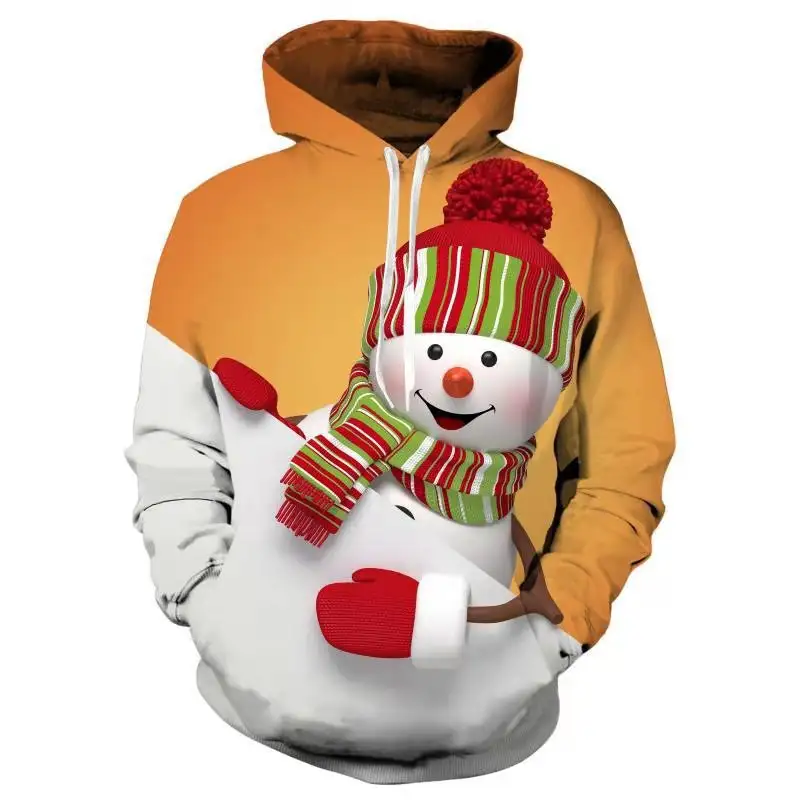 Pullover Sweater Print Casual With Hood