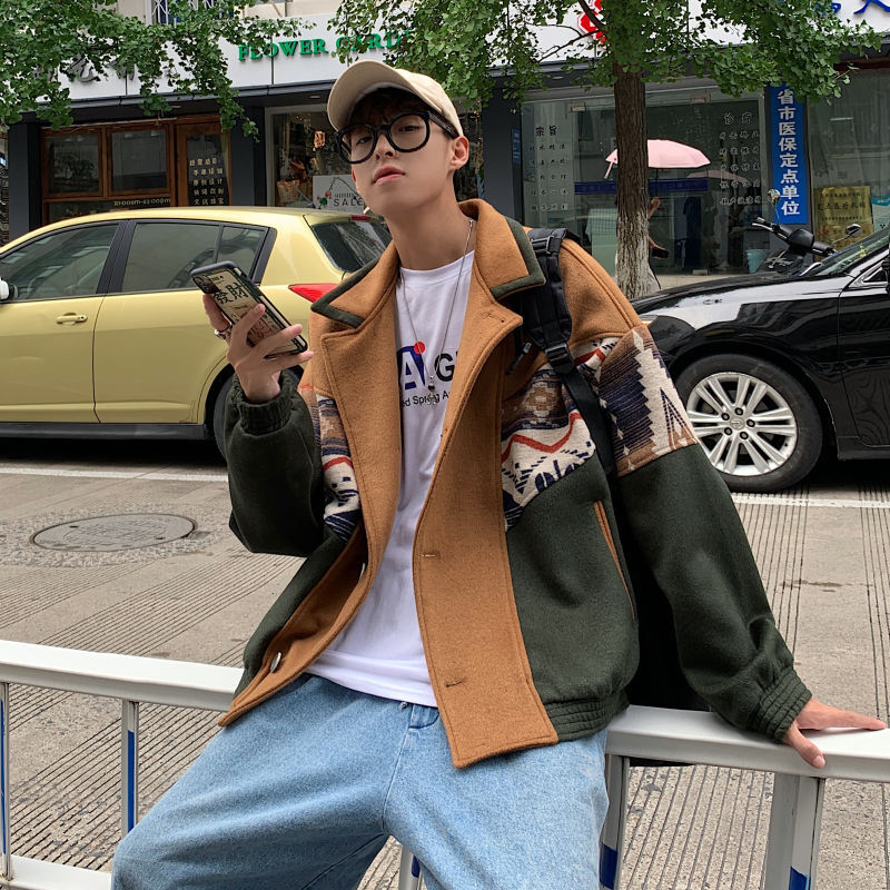 Men's All-match Loose Retro Literary Woolen Coat