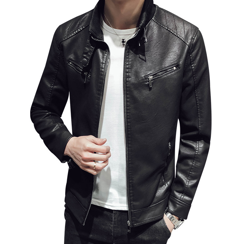 Title 3, Casual Mock Neck leather jacket