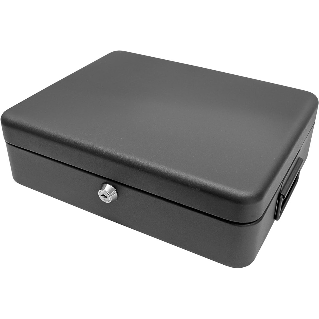 Security Lock Box Large Chest Cash Safe Keys Document Home Office — image 7