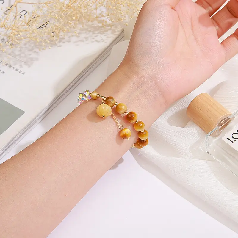 Natural Tiger Eye Stone Pumpkin Bracelet For Women